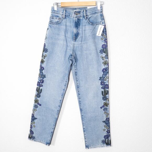 NEW PacSun Women’s Jeans Desert Indie Y2K Embroidered Cactus Floral High Rise 25 - Picture 1 of 11